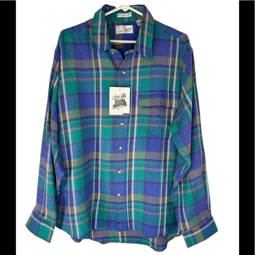 Vintage NWT Sears Roebuck & Co Men’s XL Long Sleeve Shirt Plaid